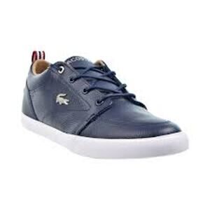 Lacoste US 13 Men's Navy Blue Leather Baybliss Lace Up Low Top Sneaker Shoes